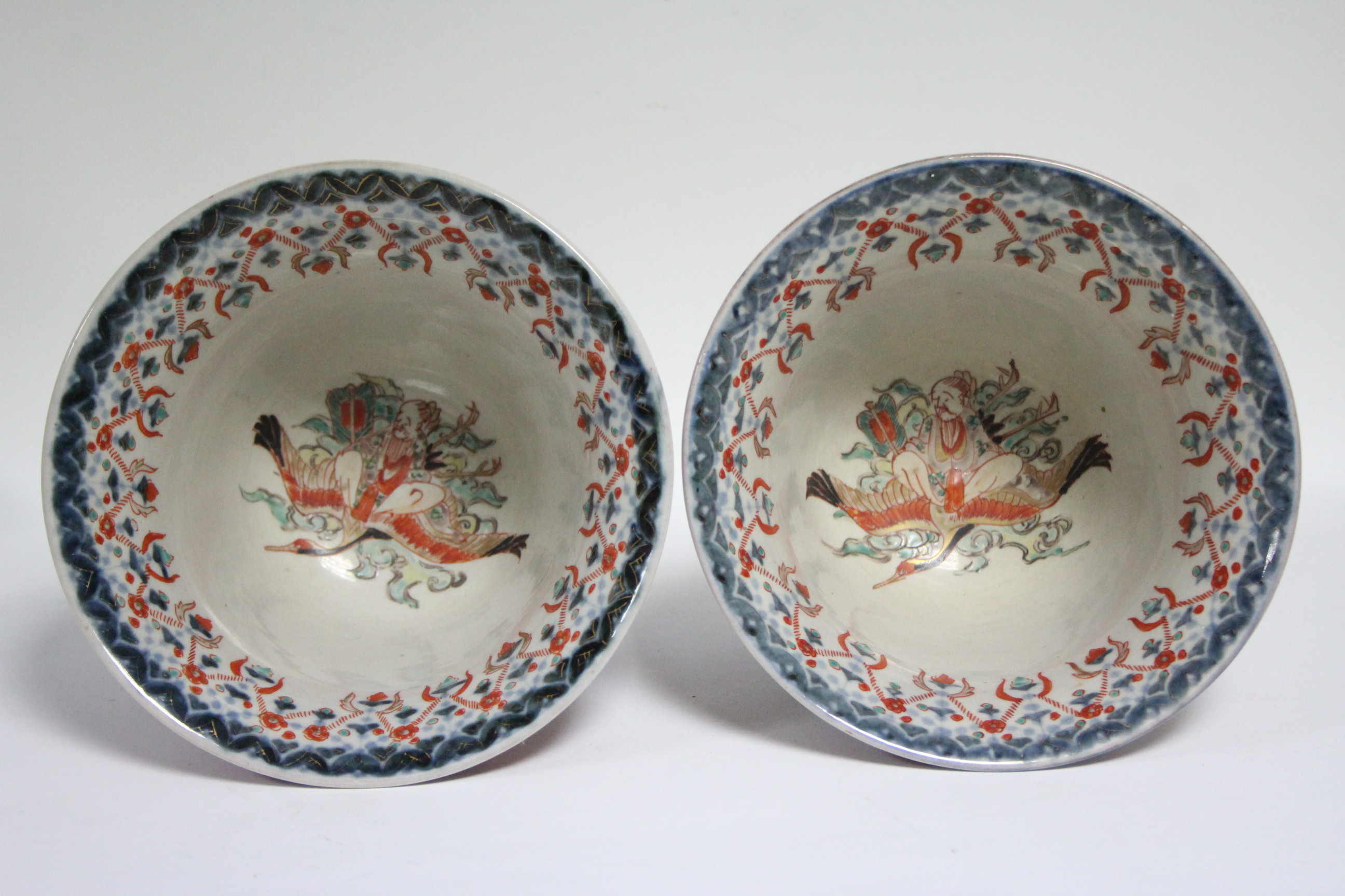 A pair of late 19th century Japanese Imari porcelain vases of rounded form with flared rims, the - Image 6 of 9