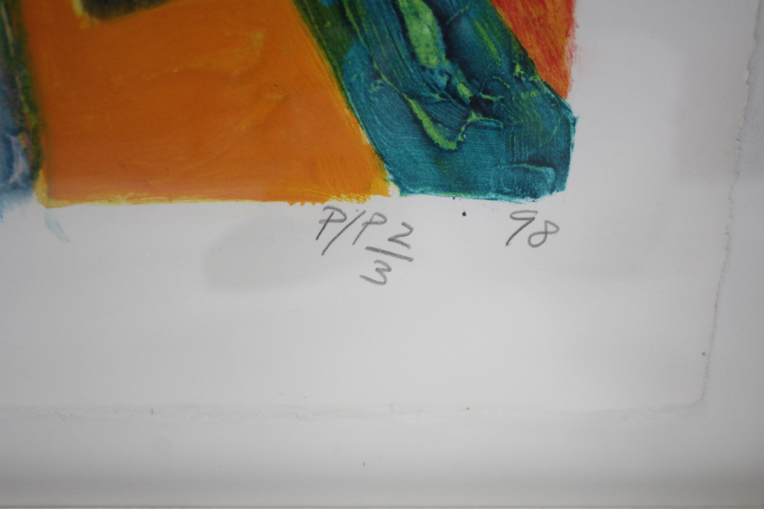 AYRES, Gillian (Born 1930) Abstract study in bright colours; screenprint with embossing; signed in - Image 3 of 4