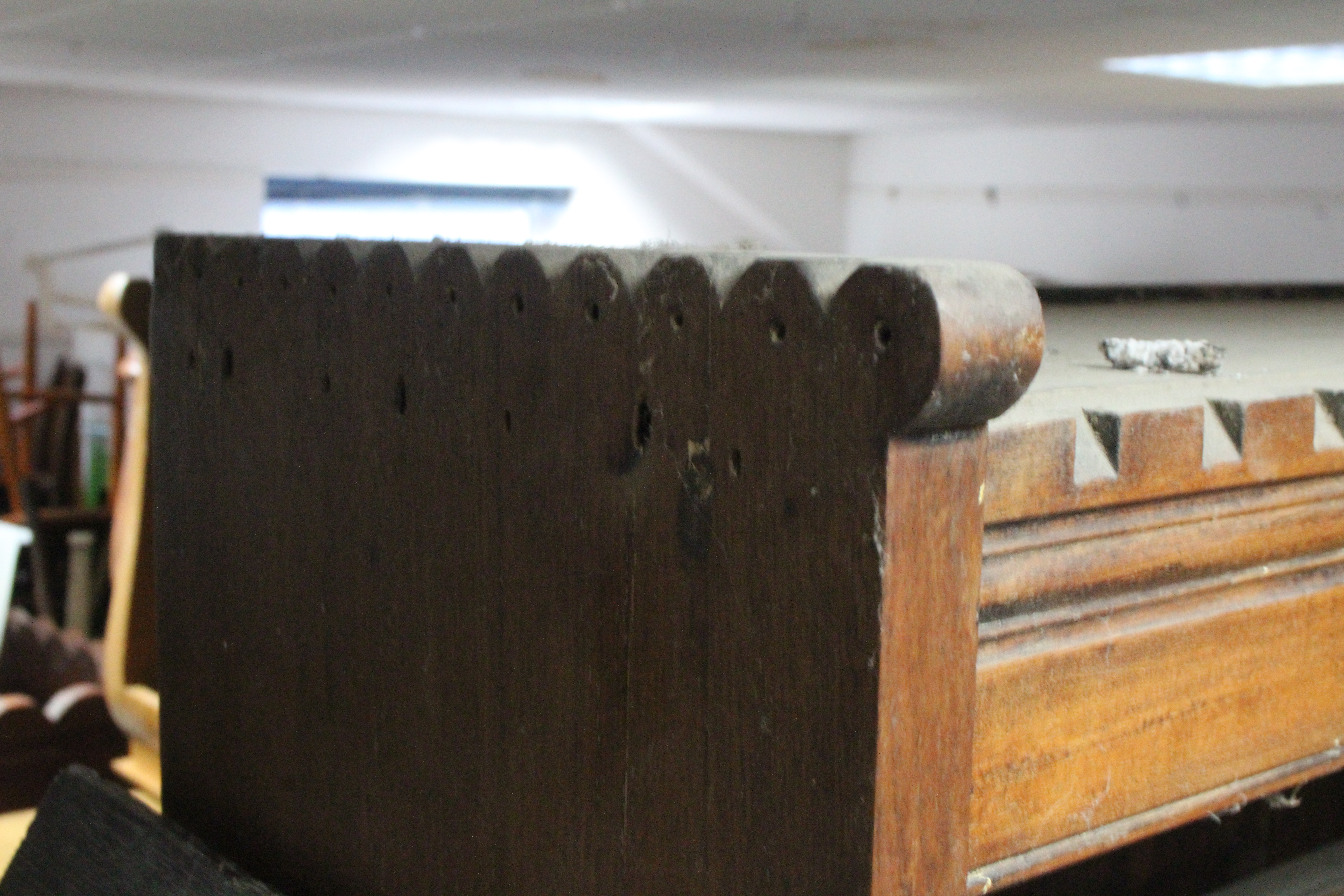 A Victorian aesthetic-style bookcase section, the upper part fitted three shelves, a further two - Image 4 of 7