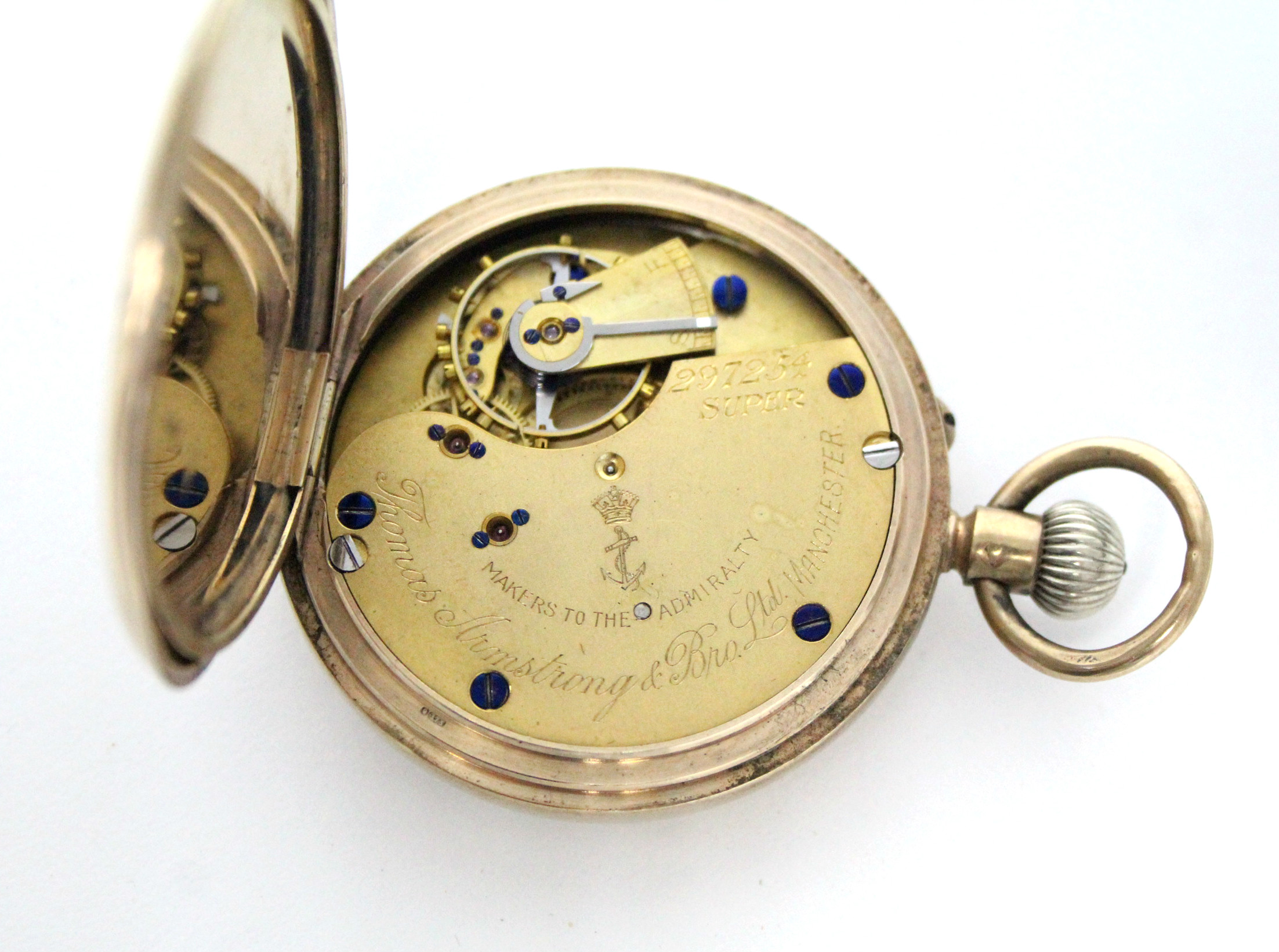 A 9ct. gold cased open-faced gent’s pocket watch, the white enamel dial with black roman - Image 4 of 4