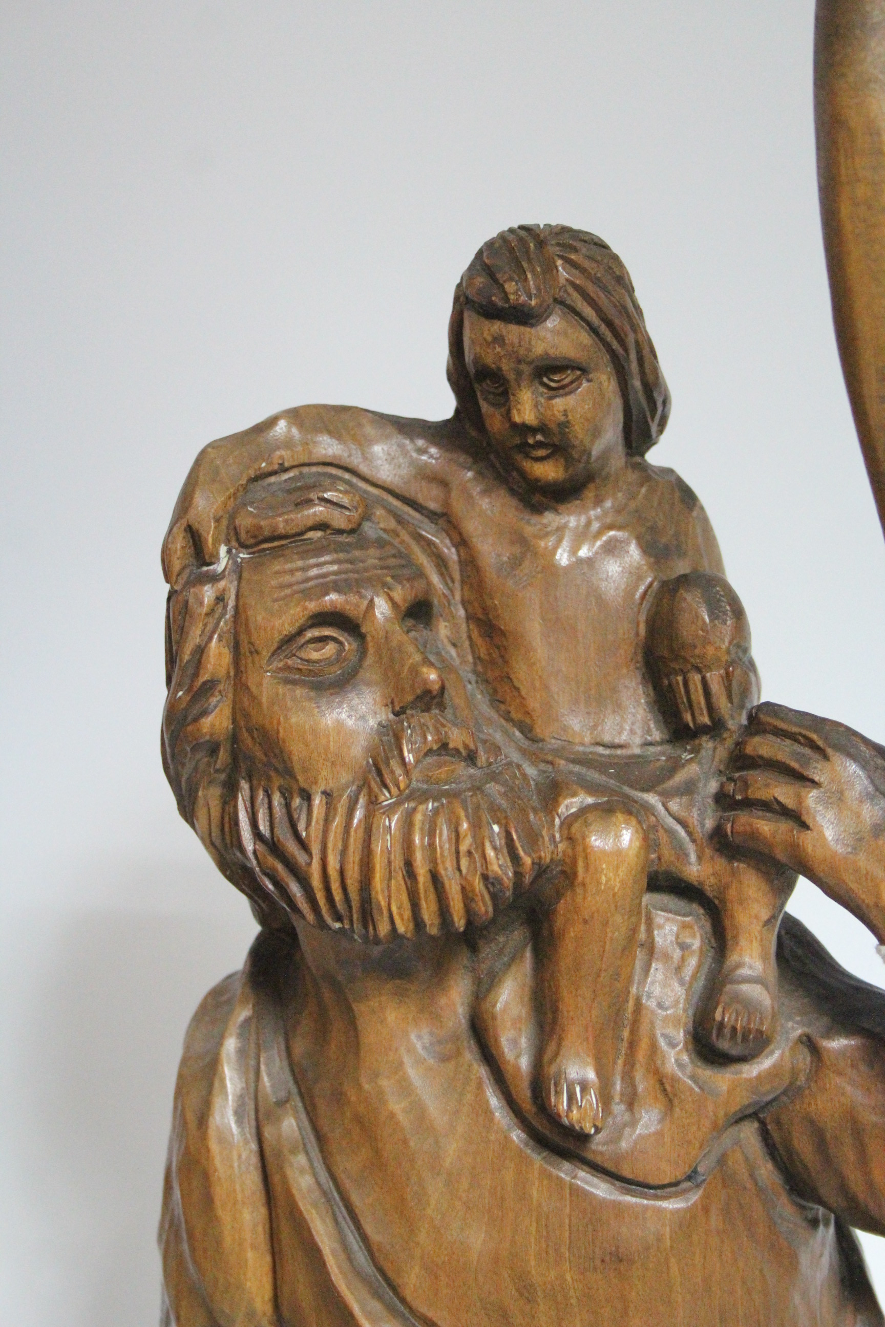 A large carved oak standing figure of the Virgin Mary & Infant Christ; 30” high; & a carved limewood - Image 4 of 7