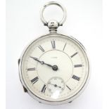 A Victorian silver cased open-face gent’s pocket watch with verge movement, the white enamel dial