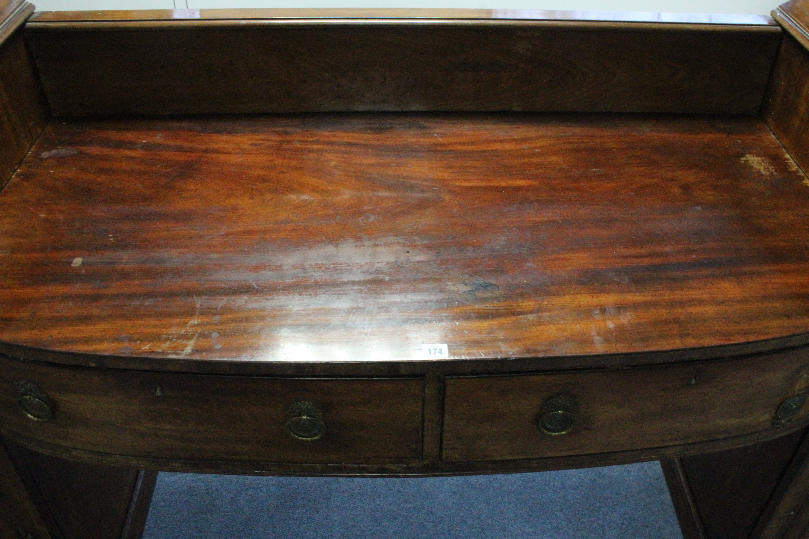 A regency mahogany pedestal sideboard, the centre fitted two drawers, a cellarette drawer above a - Image 3 of 4