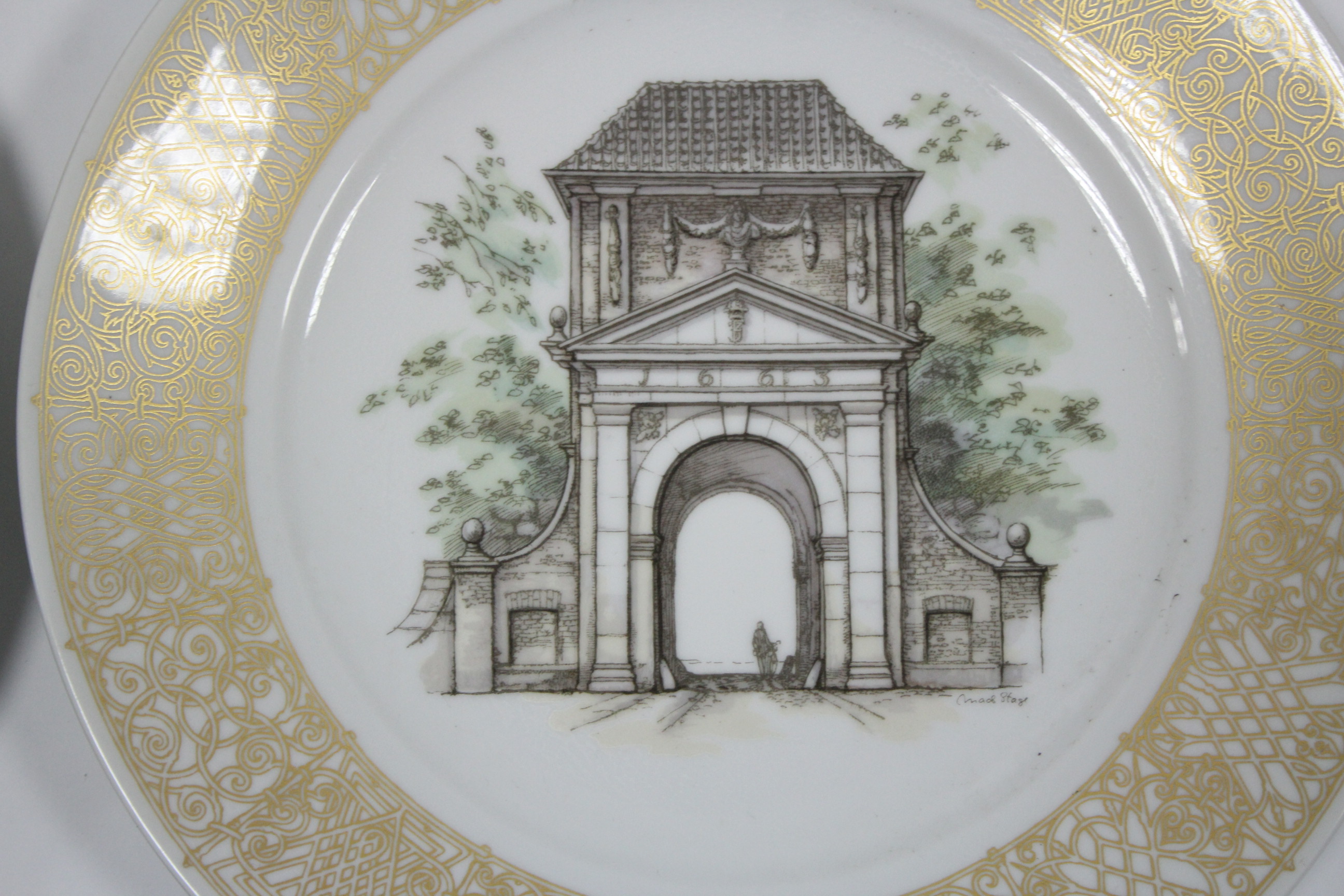 A set of twelve Royal Copenhagen porcelain “Portraits of Old Copenhagen” plates; 10½” diam. - Image 8 of 15