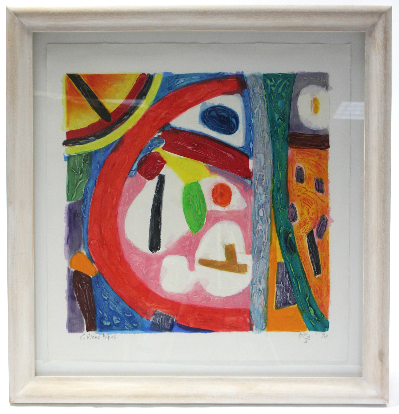 AYRES, Gillian (Born 1930) Abstract study in bright colours; screenprint with embossing; signed in