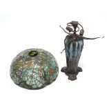 *Please Note* A replica Tiffany Studios leaded & coloured glass table lamp with large domed flower