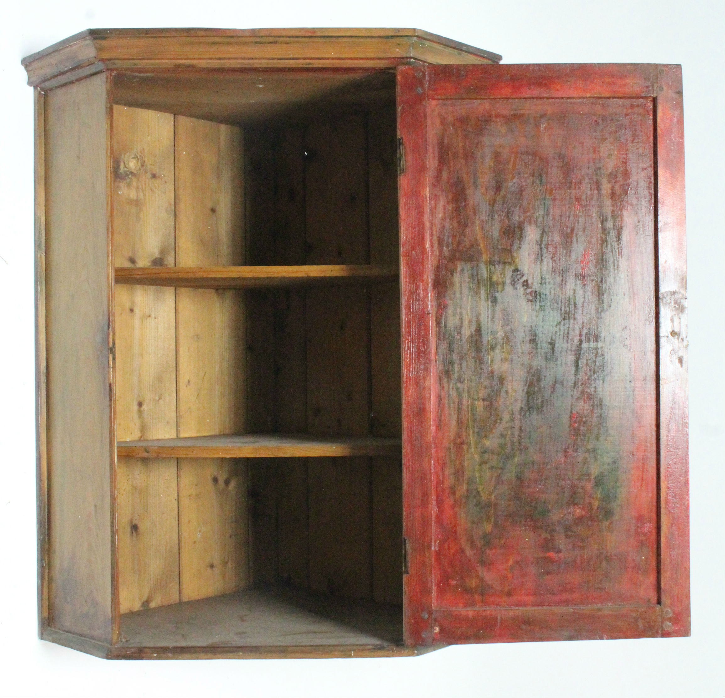 A pine small hanging corner cupboard fitted two shelves enclose by panel door, 21¾” wide x 26” - Image 2 of 3