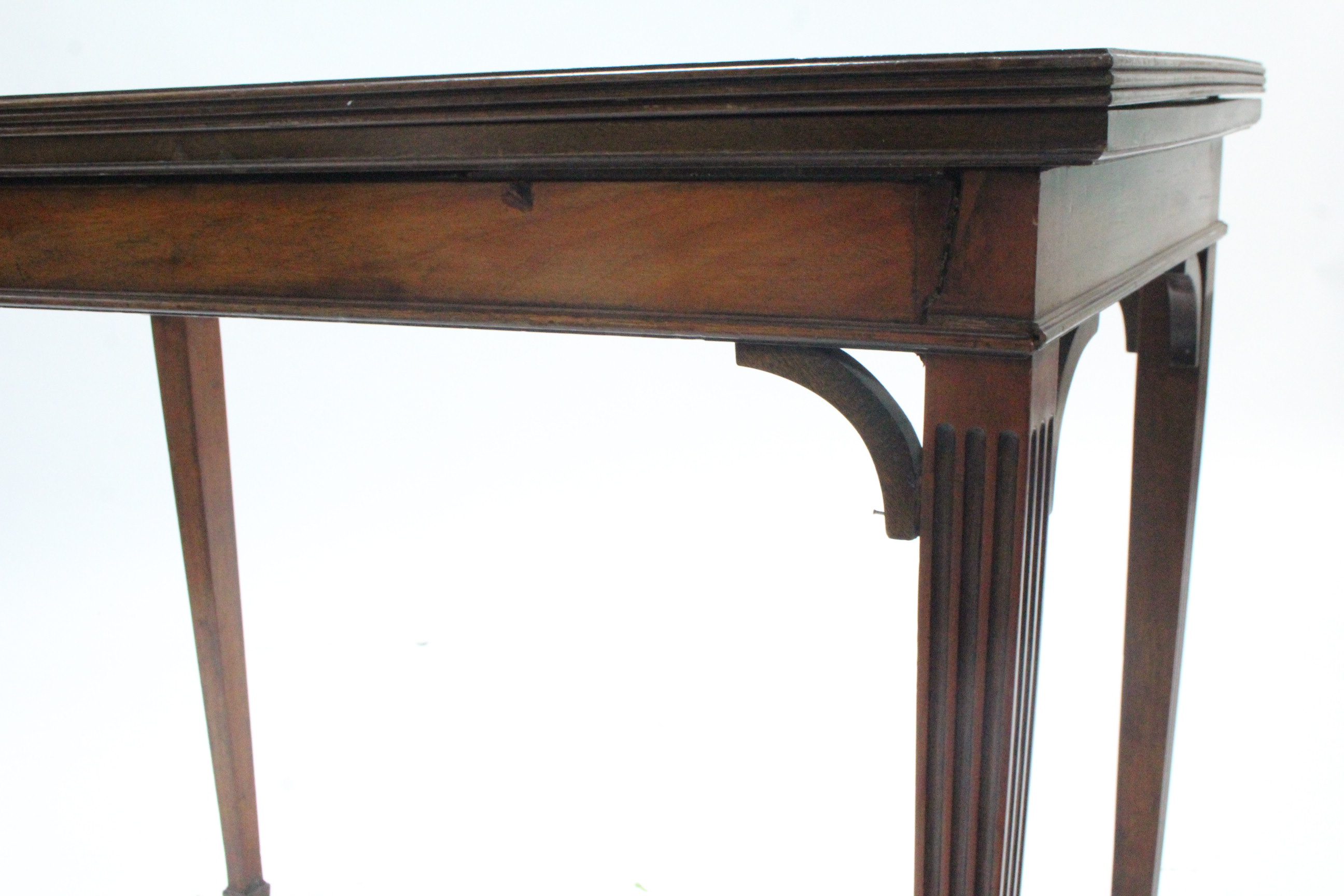 A 19th century figured mahogany card table inset green baize to the rectangular fold-over top, & on - Image 3 of 5