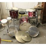 A MATCHED TEN-PIECE DRUM KIT with various accessories; & A PAIR OF TORQUE “ACOUSTICS” AMPLIFIERS.