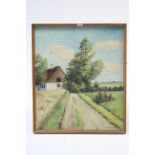 A 1960’s large oil painting on canvas of a rural scene, signed Pederson & dated 63, 25½” x 21¾”