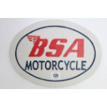 A ditto “BSA MOTORCYCLE” sign, 12” x 9”.