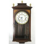 A Gamitti of London reproduction wall clock in inlaid-mahogany case, 24” high, boxed; together