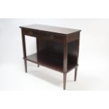 A 19th century inlaid-mahogany rectangular two-tier side cabinet fitted two frieze drawers to the