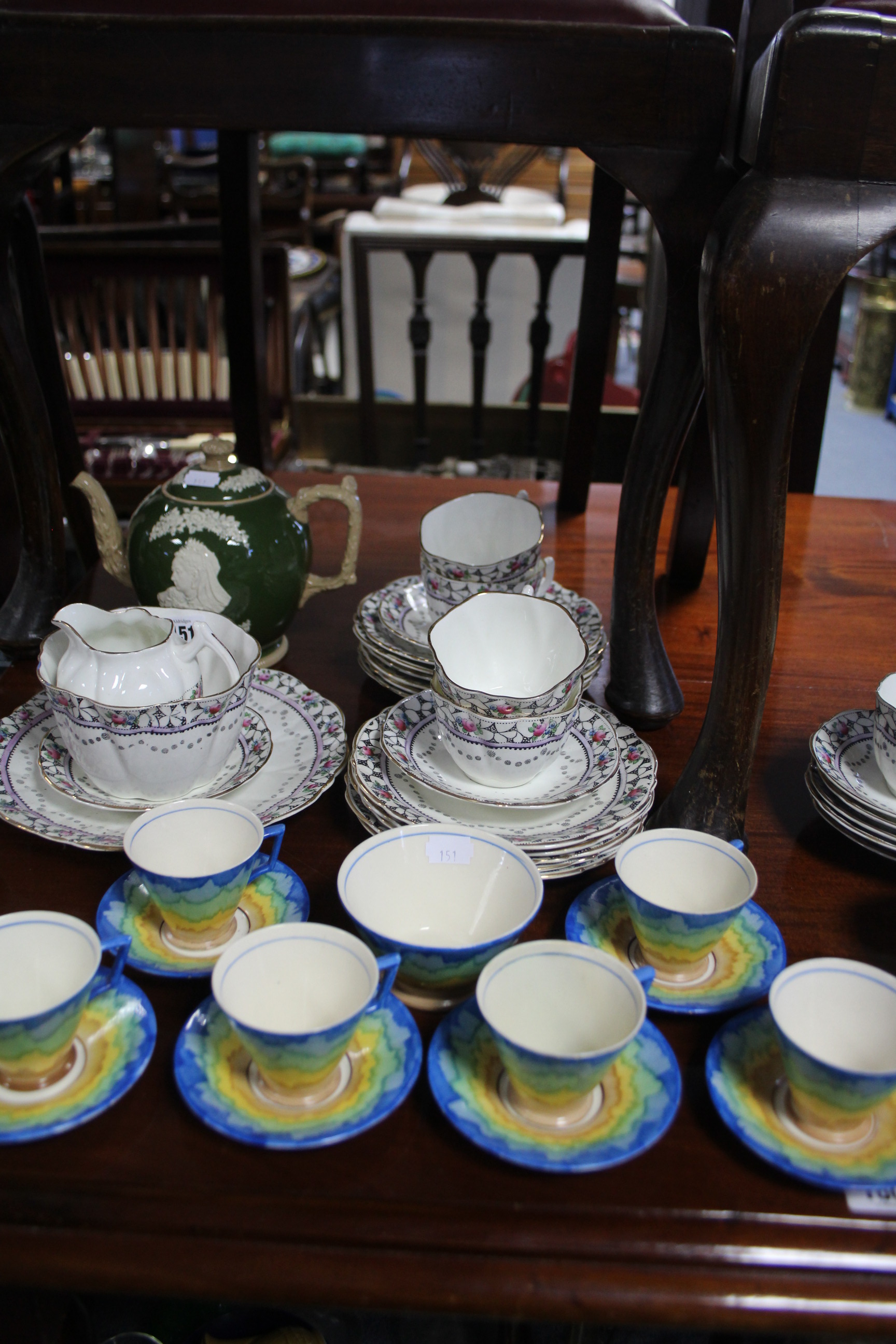 A Wellington china floral decorated thirty-six piece part tea service; a Hancock’s ivory ware - Image 3 of 3