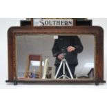 late 19th century inlaid-walnut cottage overmantel mirror, 18½” x 32”; together with three coloured