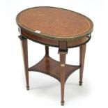 A 19th century continental-style inlaid-mahogany oval occasional table with gilt ormolu mounts,