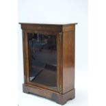 A 19th CENTURY INLAID-WALNUT SMALL CHINA DISPLAY CABINET with gilt ormolu mounts, fitted two shelves