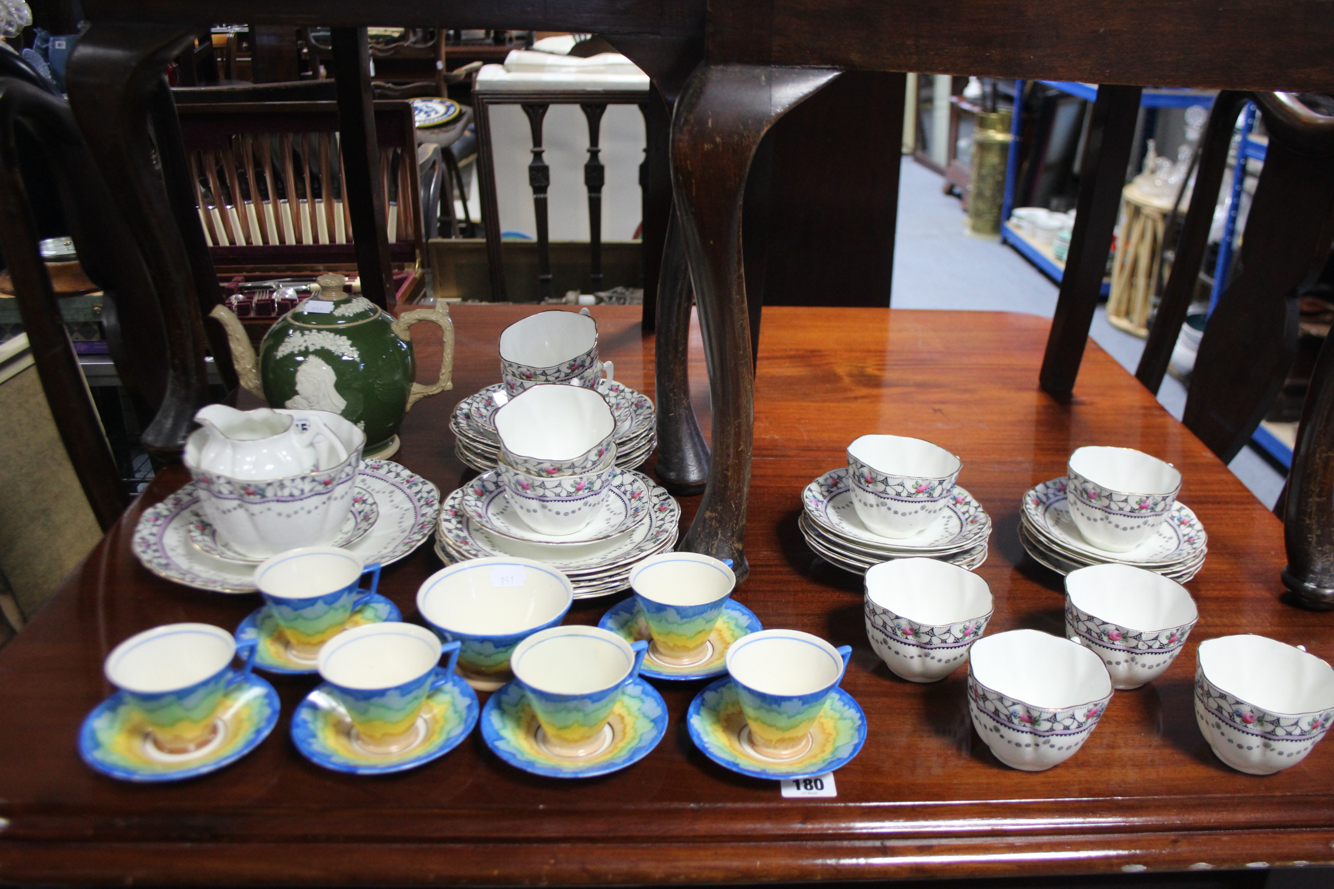 A Wellington china floral decorated thirty-six piece part tea service; a Hancock’s ivory ware