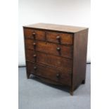 A 19th century mahogany chest fitted two short & three long graduated drawers with turned knob
