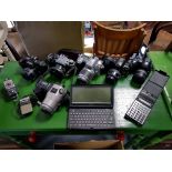 Six various cameras; & various camera accessories.