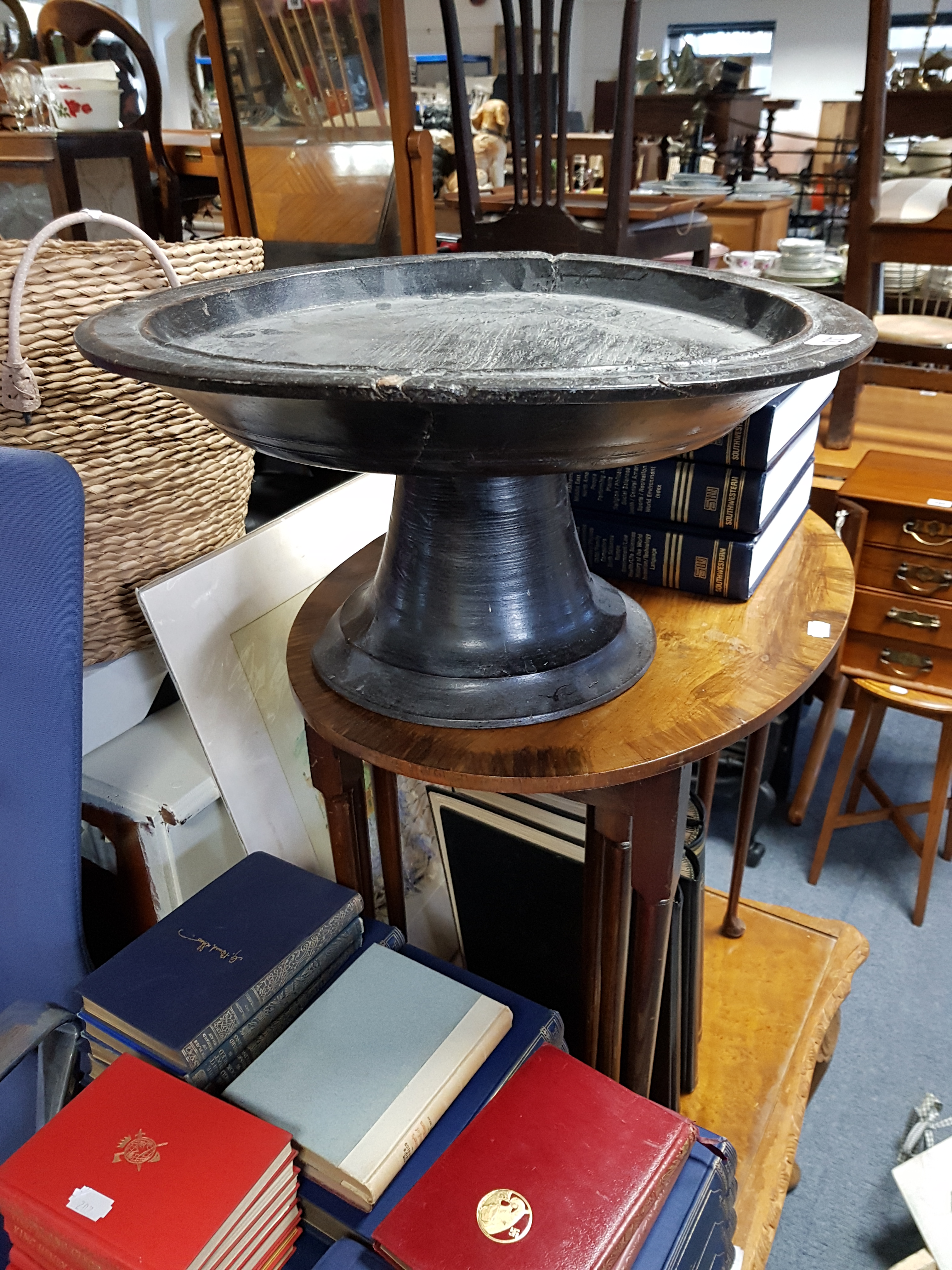 An ebonised wood comport; a painted wooden two-division cutlery tray; a pair of Doulton Burslem - Image 2 of 5