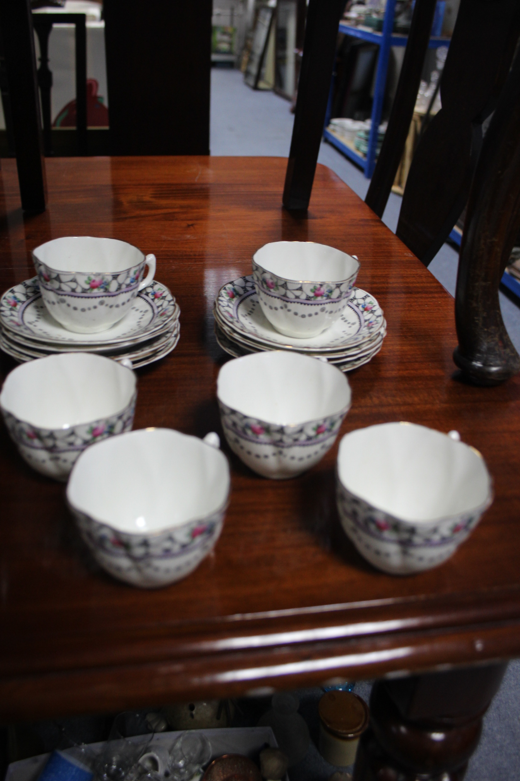 A Wellington china floral decorated thirty-six piece part tea service; a Hancock’s ivory ware - Image 2 of 3
