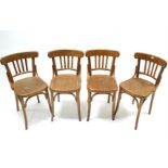 A set of four Ligna (Czechoslovakian) bentwood café chairs.