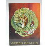 A painted aluminium double-sided Inn sign “THE GREEN DRAGON”, 44” x 32¼”.