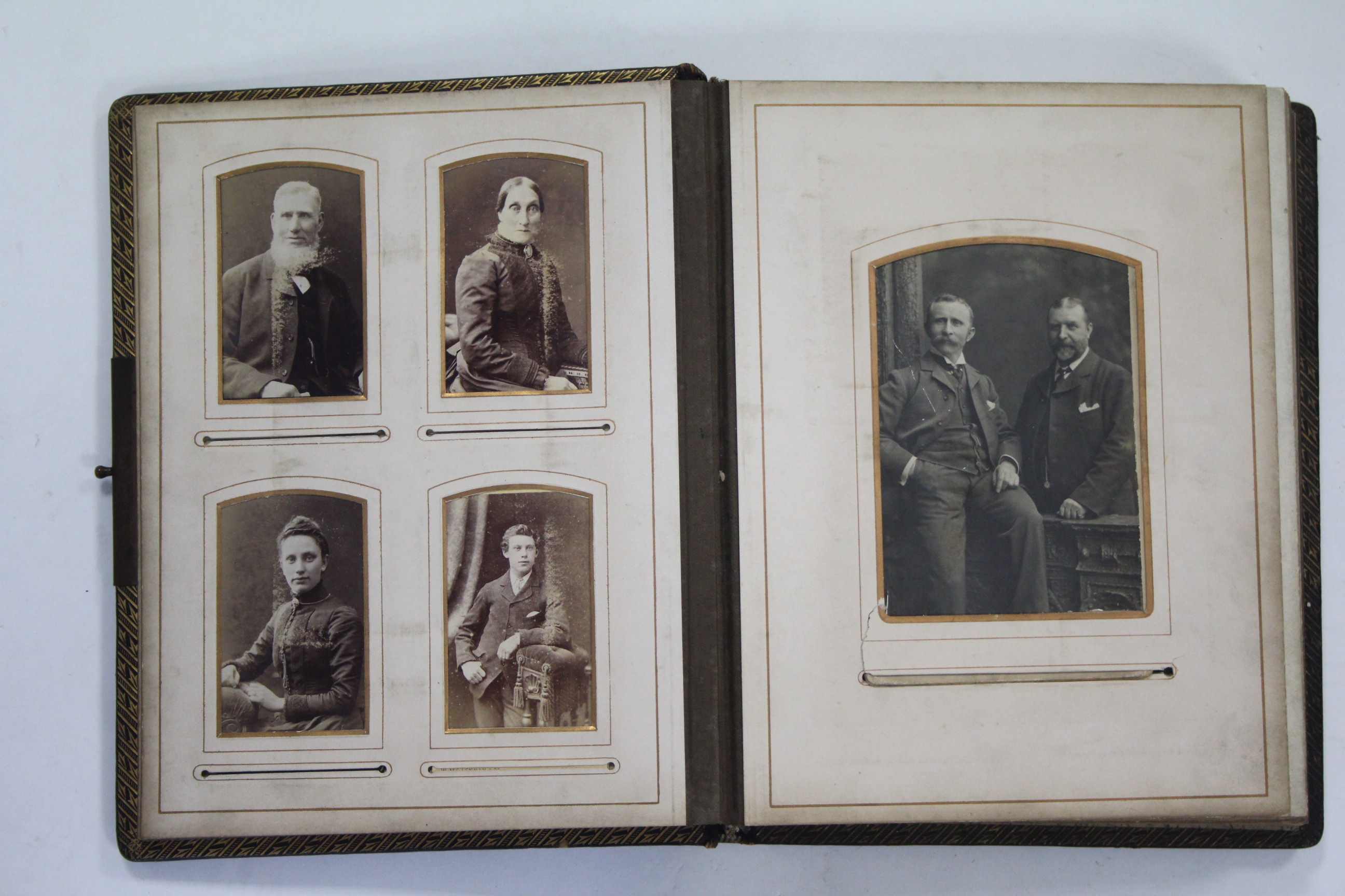 A Victorian leather-bound family photograph album containing forty-six black & white carte-de-visite - Image 4 of 9