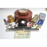 Three fountain pens; five various wristwatches; a leather collar box, etc.