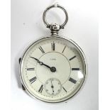 A Victorian silver cased open-face gent’s pocket watch with verge movement, the white enamel dial