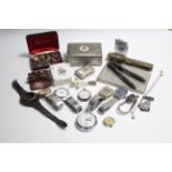 A ladies fob watch in .935 silver engraved case; a Smith’s chrome-cased pocketwatch; six various