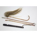 A Royal Welsh regiment sergeant’s swagger stick; a child’s walking cane; a fly whisk; & a treen