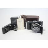 A Kodak “Vest Pocket” (Model B) folding camera; & an Ensign folding camera, each with case.