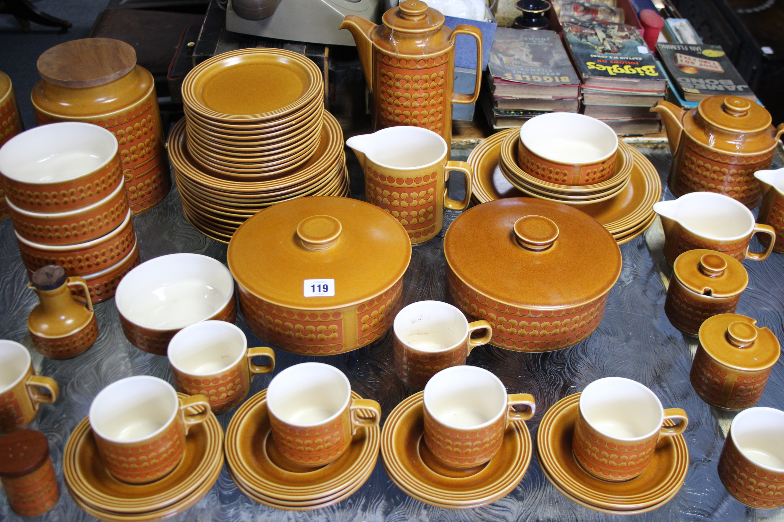 A Hornsea pottery “Saffron” pattern sixty-nine piece extensive dinner & coffee service; & two