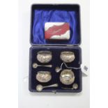 An Edwardian crimson morocco leather & silver-mounted “stamps” box, 3¼” wide, London 1906; & a set