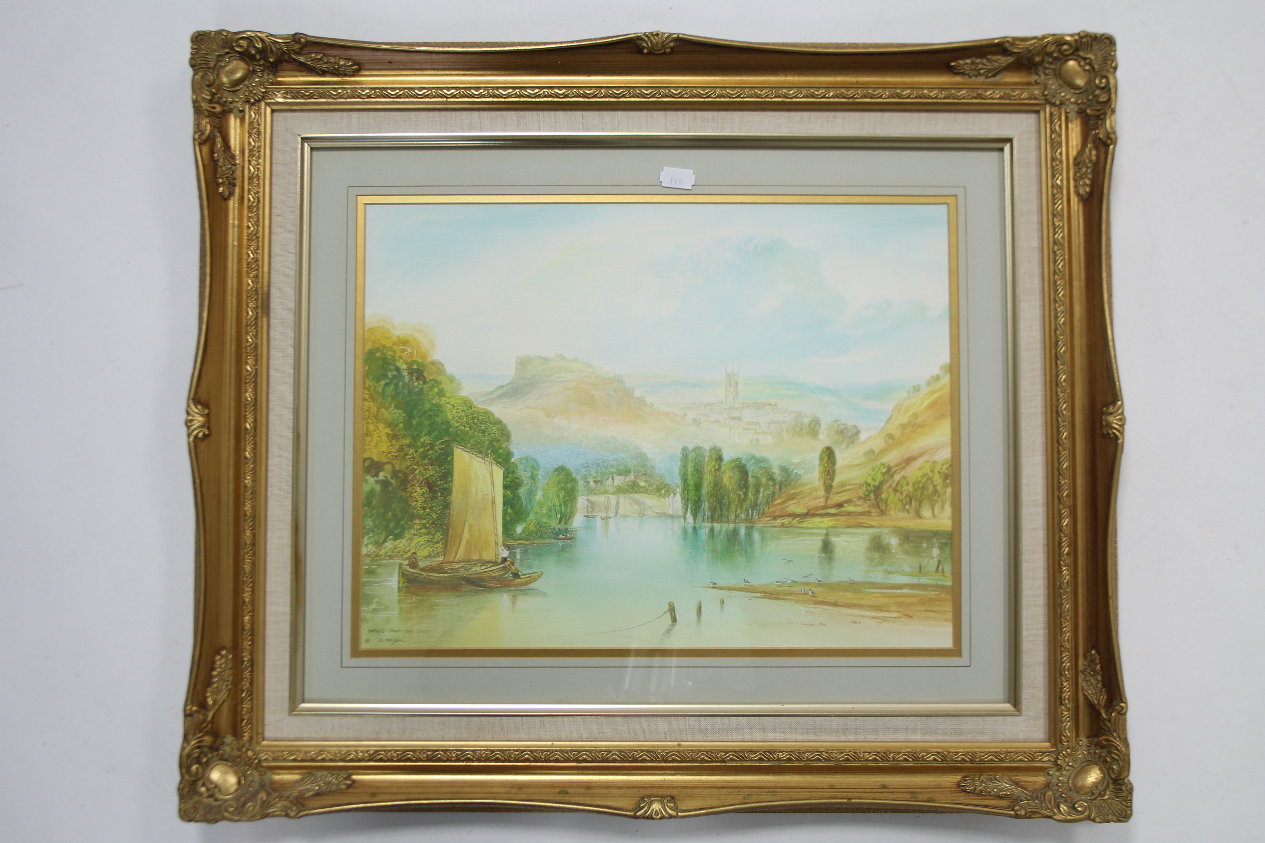 A gilt metal frame oval wall mirror, 19½” x 11”; 7 ten various decorative paintings, all framed. - Image 5 of 9