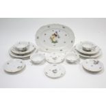 A Herend porcelain twenty-one piece part dinner service with bird & insect decoration.