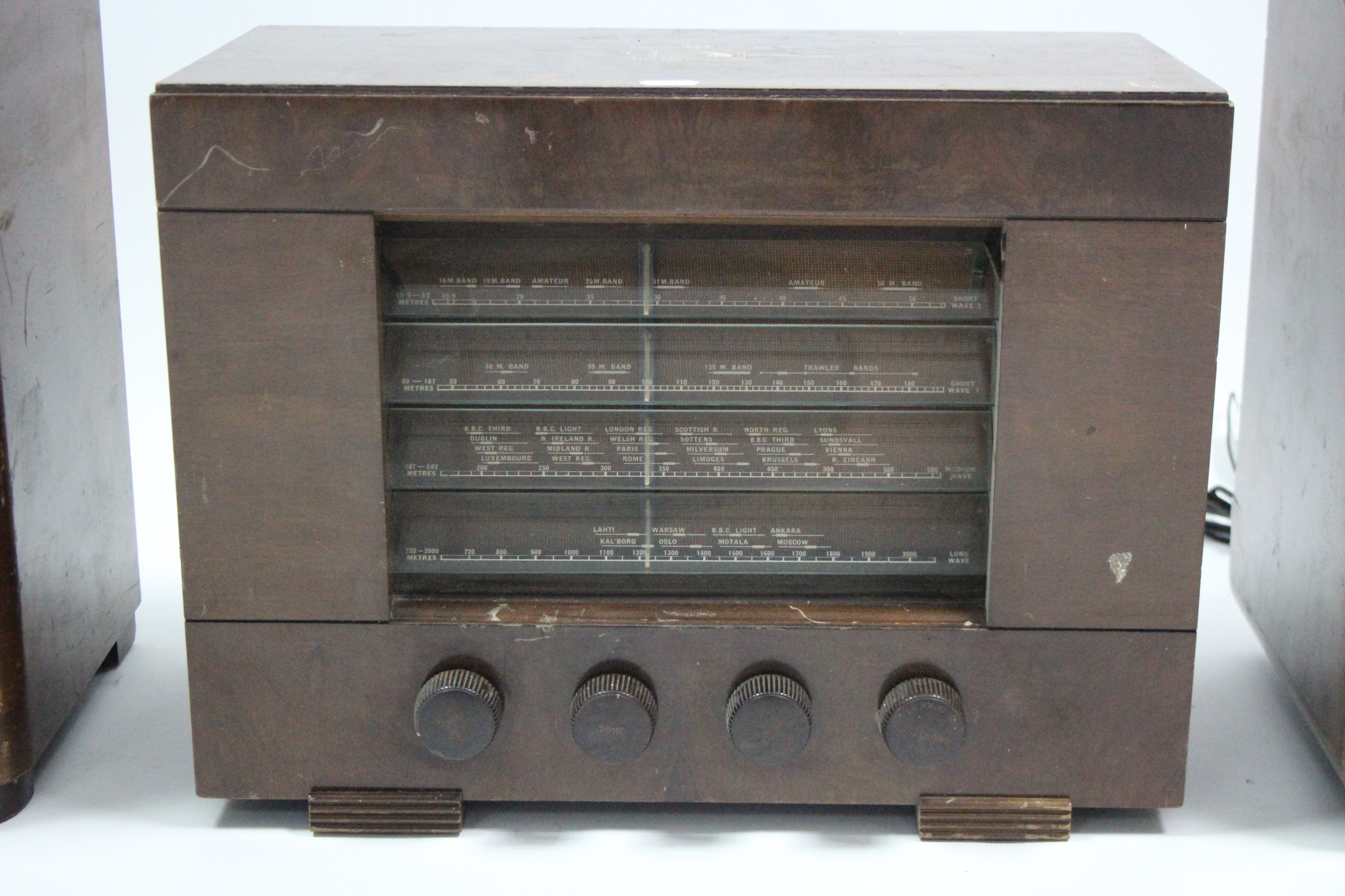 Three vintage HMV valve radios each in wooden case. - Image 3 of 4