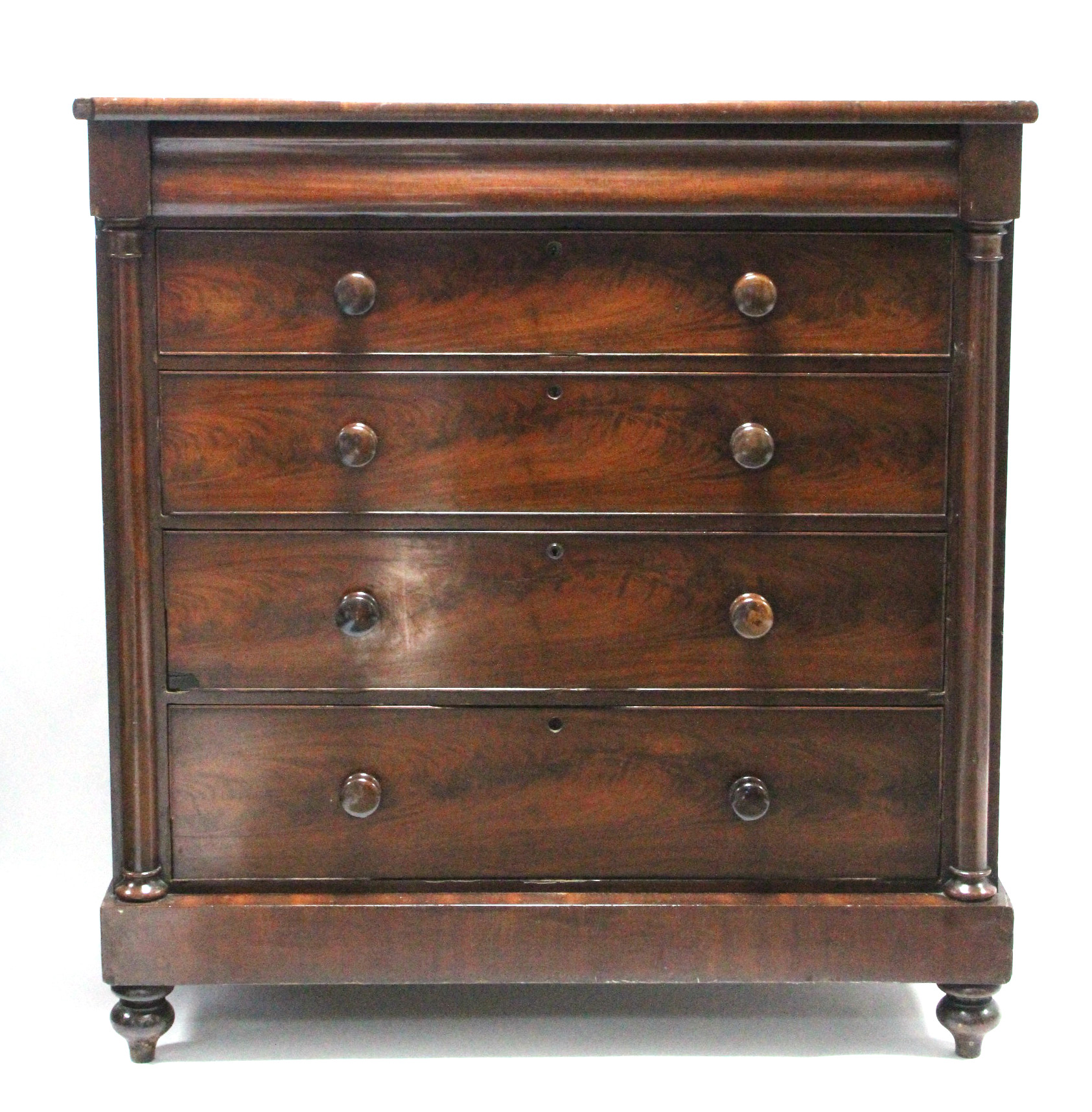 A VICTORIAN MAHOGANY LARGE CHEST, fitted cushion-fronted frieze drawer above four long graduated - Image 2 of 3