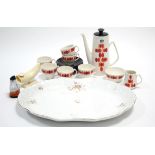 A Staffordshire Empire porcelain “Eclipse” pattern fifteen-piece part coffee service; a floral