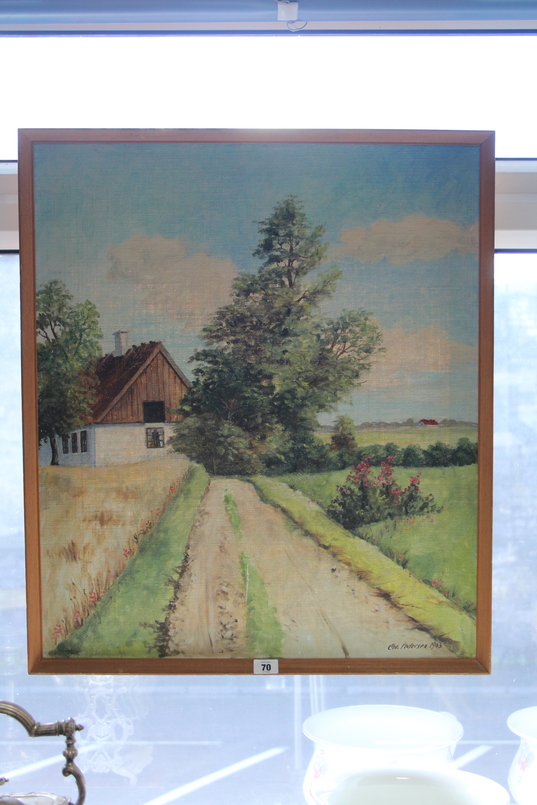 A 1960’s large oil painting on canvas of a rural scene, signed Pederson & dated 63, 25½” x 21¾”