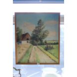 A 1960’s large oil painting on canvas of a rural scene, signed Pederson & dated 63, 25½” x 21¾”