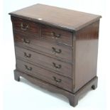An inlaid-mahogany small chest fitted two short & three long graduated drawers with brass swan-