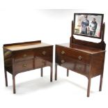 An Edwardian inlaid-mahogany bedroom pair comprising a dressing table, & a two-drawer chest of