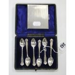 A set of six Edwardian silver coffee spoons, Birmingham 1904, cased; & a George V silver engine-