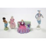 A Royal Worcester figure “Birmuh” (No.3068); three Royal Doulton figures; & a Royal Doulton small