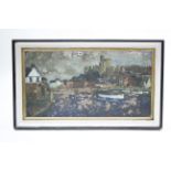 *LOT WITHDRAWN* A large abstract oil painting of a coastal landscape with castle to the background,