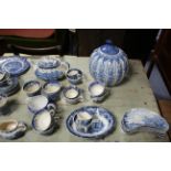 Various items of blue & white china.