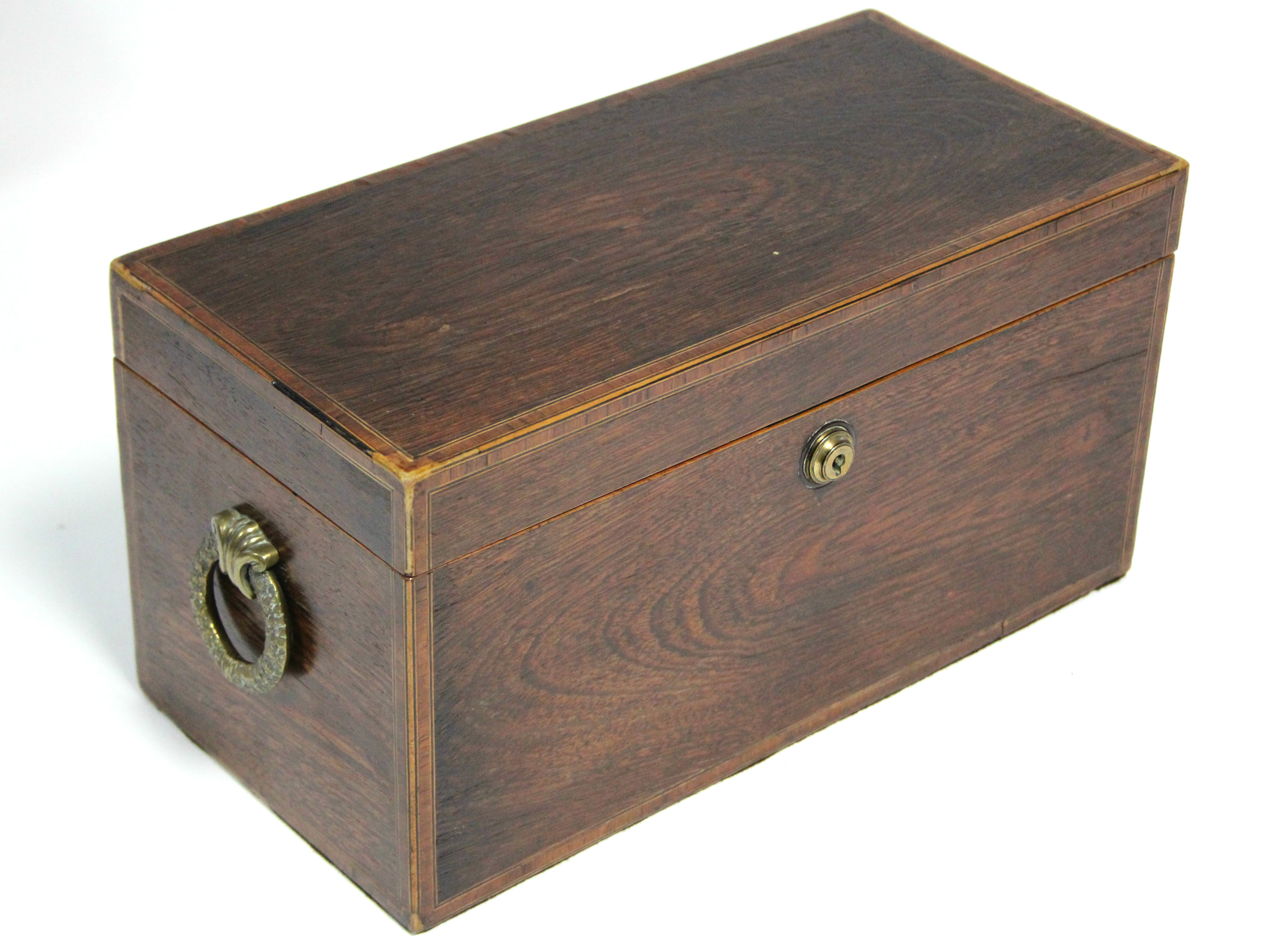 A regency exotic hardwood rectangular tea caddy with narrow kingwood crossbanding to the borders, - Image 3 of 4